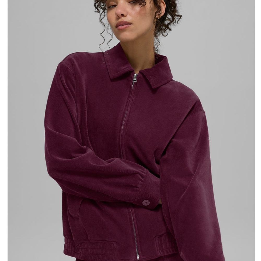 Alo Micro Corduroy On Duty Jacket Burgundy Size Small NWT